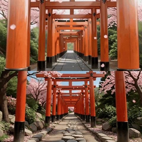 桜神社 3Dシネマループ動画素材3本セット|4K対応|和風背景・Vtuber・MV制作向け