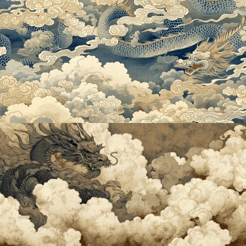 龍バージョン 3Dシネマ動画素材3本セット｜4K対応｜和風背景・Vtuber・MV制作向け