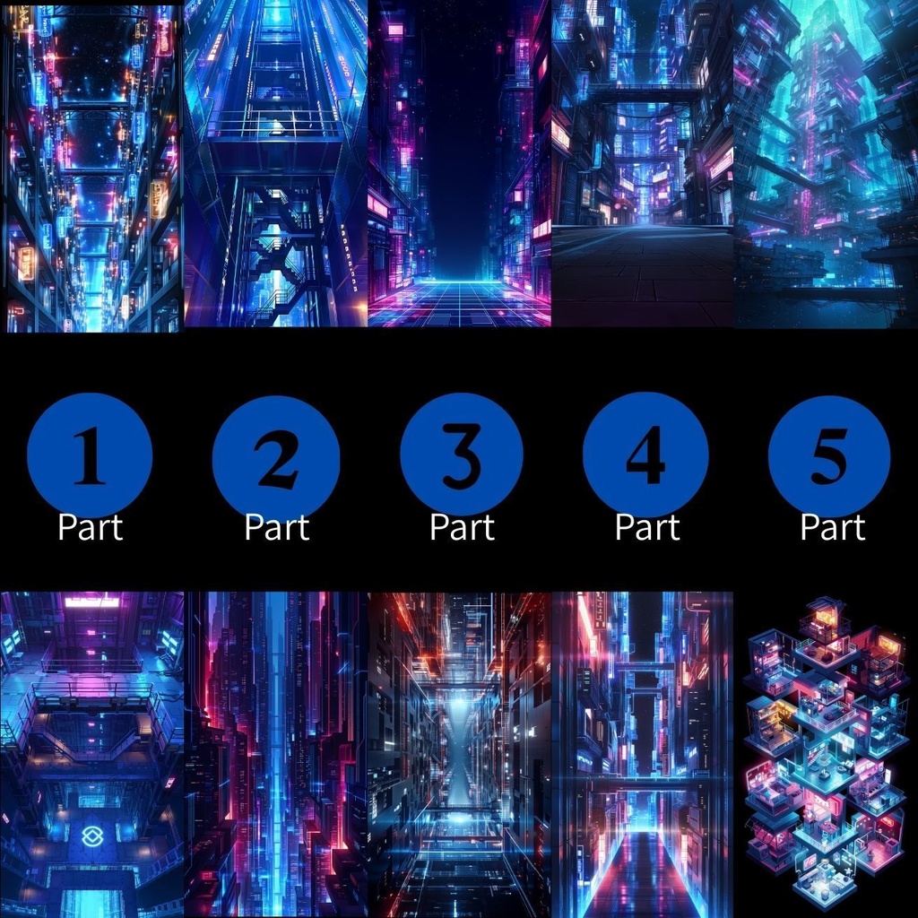 縦動画用 和サイバー背景素材(9:16)10枚セット