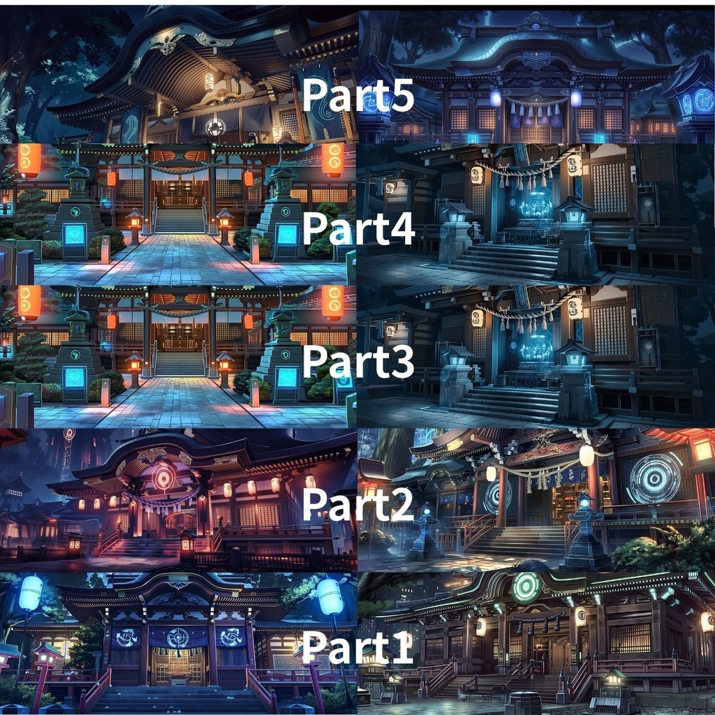 サイバー神社・寺院 背景素材集 10枚セット