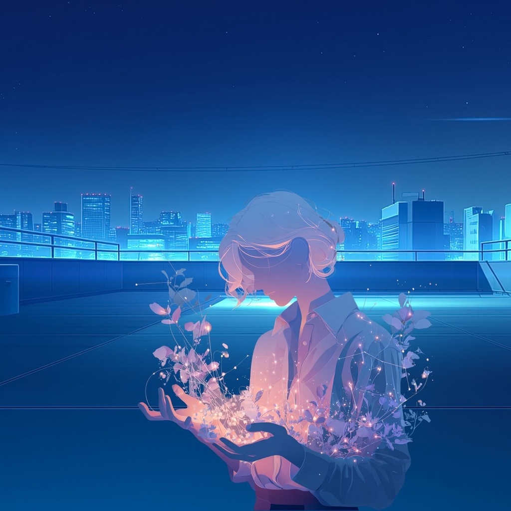 【配信背景素材】深夜の屋上トーク背景(商用可)