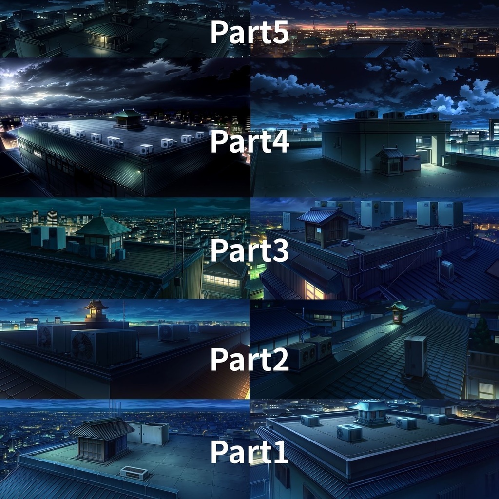 【背景素材】屋上の小さな神社|都市×和風背景