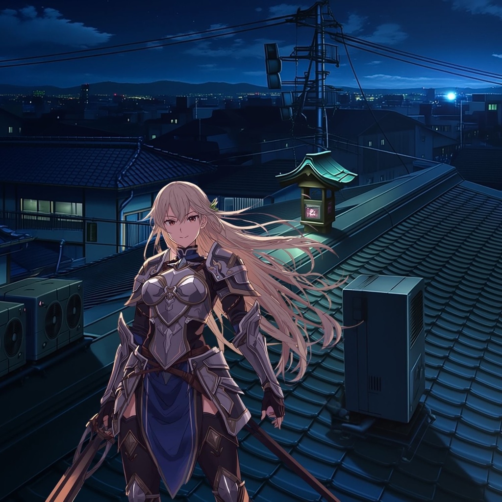 【背景素材】屋上の小さな神社|都市×和風背景