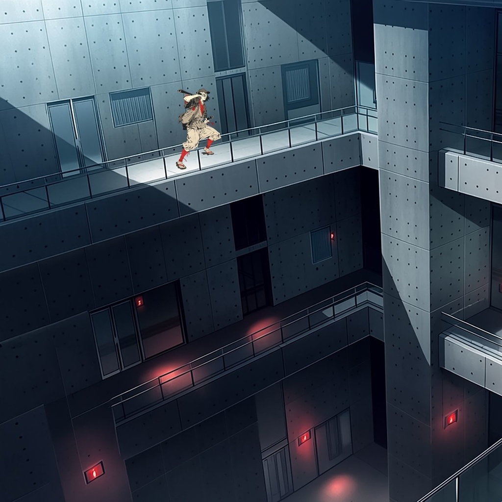 【背景素材】赤い警告灯の研究室|和風SF背景 10枚セット