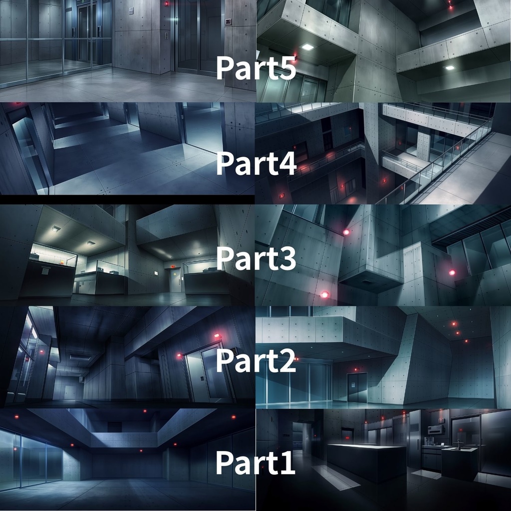 【背景素材】赤い警告灯の研究室|和風SF背景 10枚セット