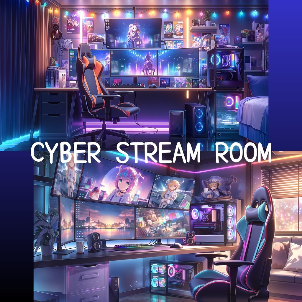 【VTuber配信背景】Gaming Command Center|ネオン配信部屋|OBS対応