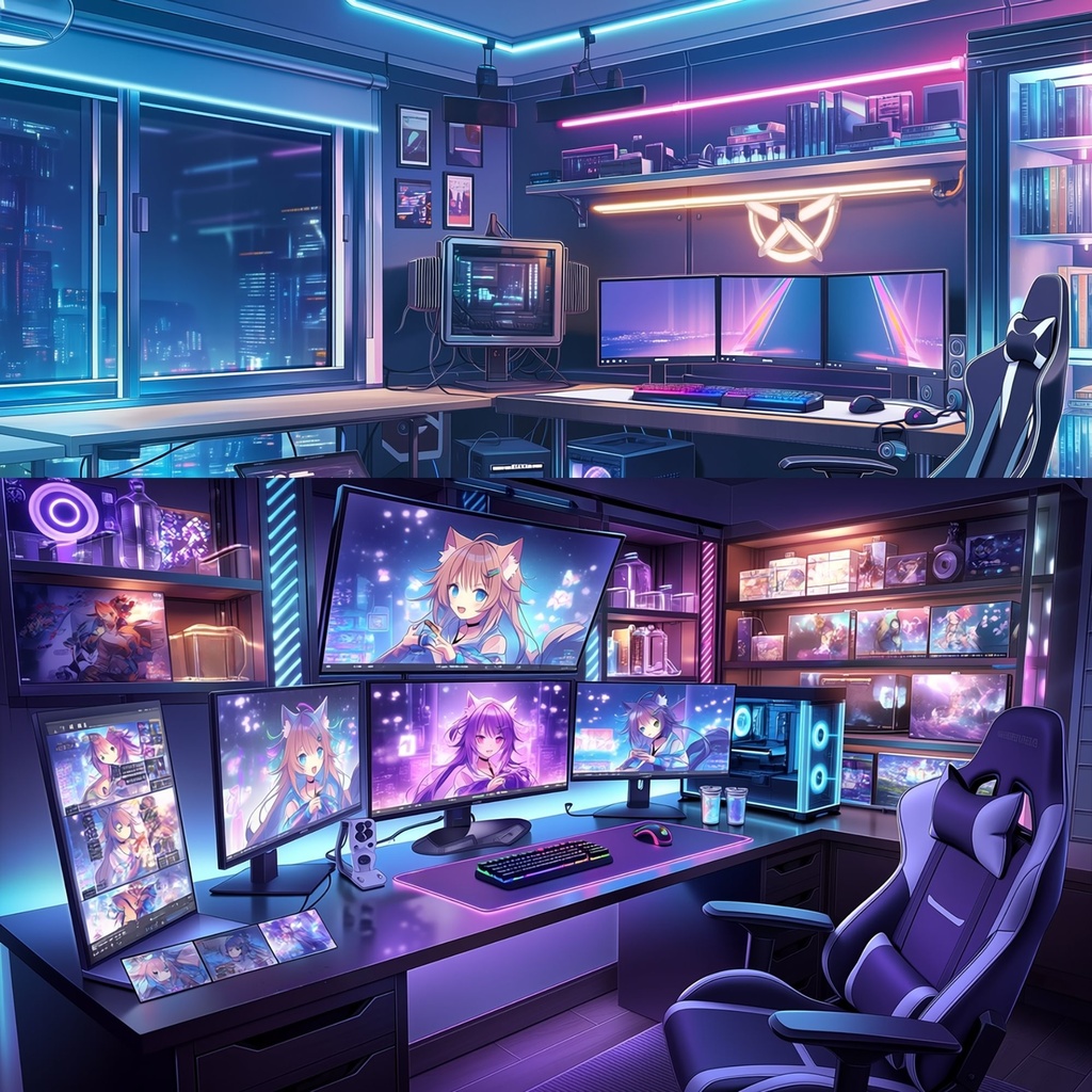 【VTuber配信背景】Gaming Command Center|ネオン配信部屋|OBS対応