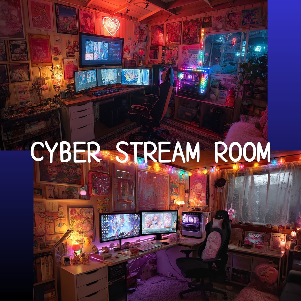 【VTuber配信背景】Retro Game Room|ネオン配信部屋|OBS対応 Part2