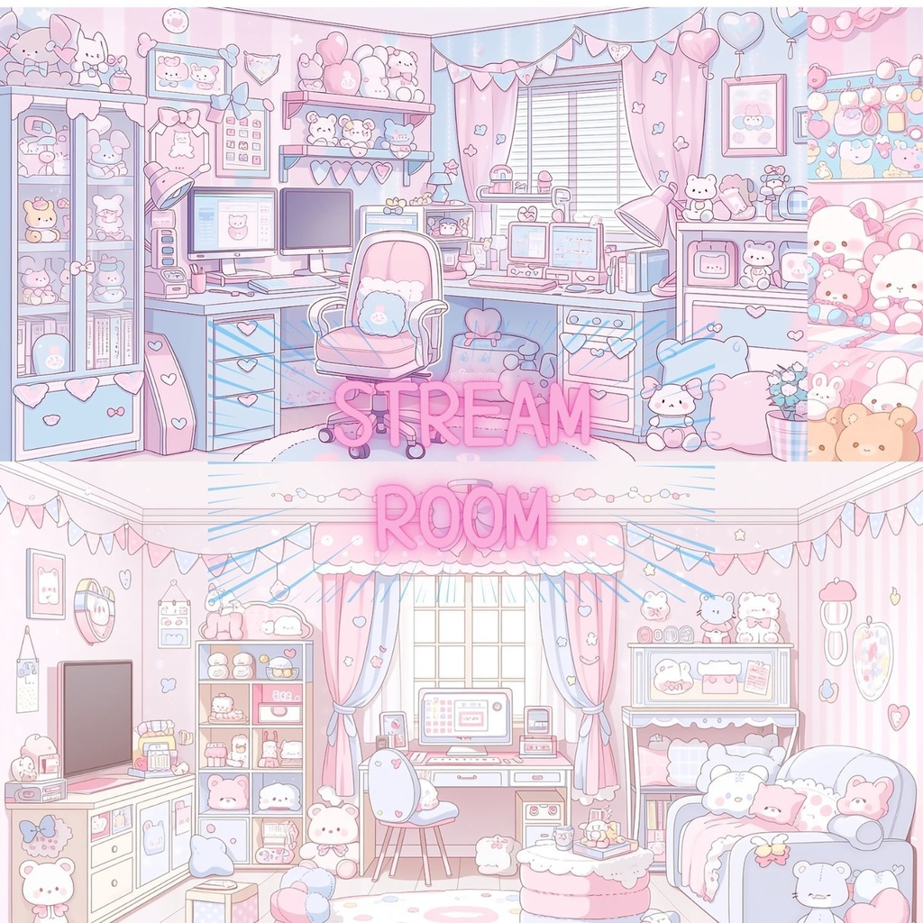 【VTuber配信背景】kawaii pastel streaming room/ 配信素材 / OBS対応 / 16:9