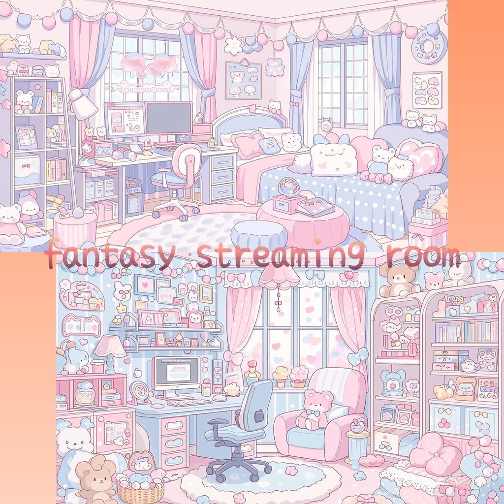 【VTuber配信背景】kawaii pastel streaming room/ 配信素材 / OBS対応 / 16:9