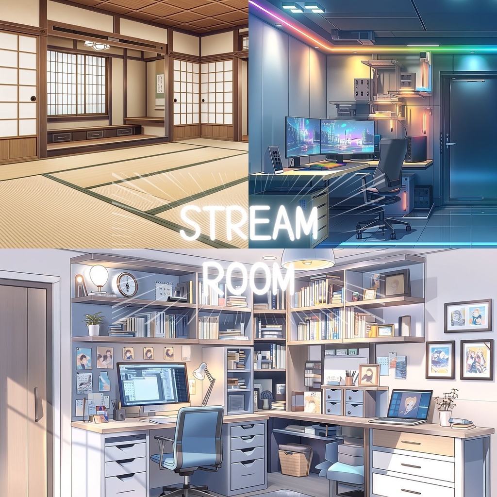 VTuber配信背景|配信部屋コレクション10種|4K配信背景素材 Part2