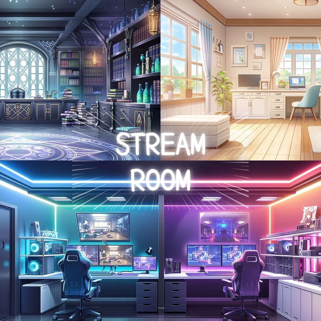 VTuber配信背景|配信部屋コレクション10種|4K配信背景素材 Part3