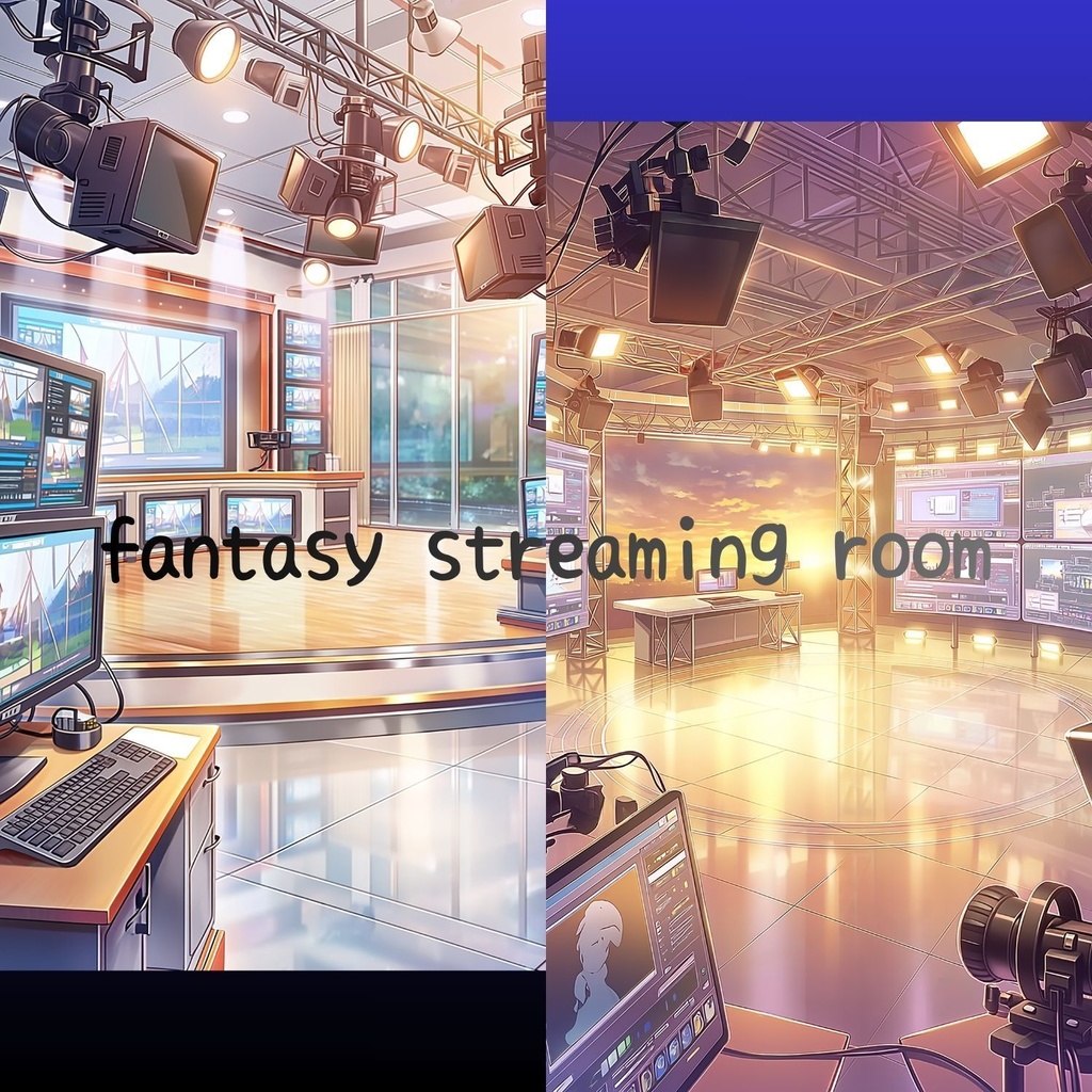 VTuber Vertical Streaming Background News Studio Five backgrounds Version