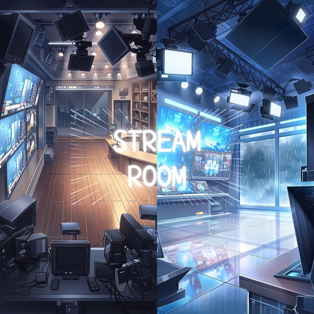 VTuber Vertical Streaming Background News Studio Five backgrounds Version