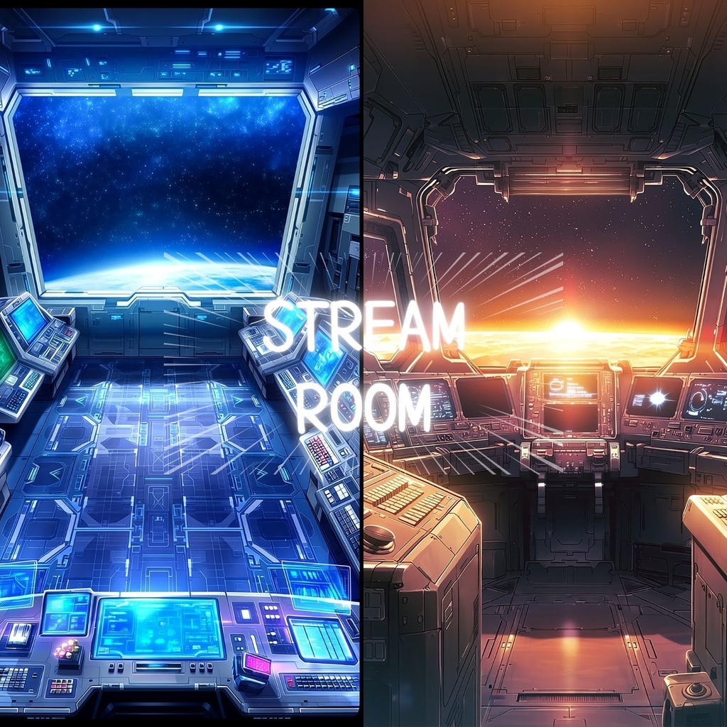 VTuber Vertical Streaming Background Spaceship Cockpit / 9.16