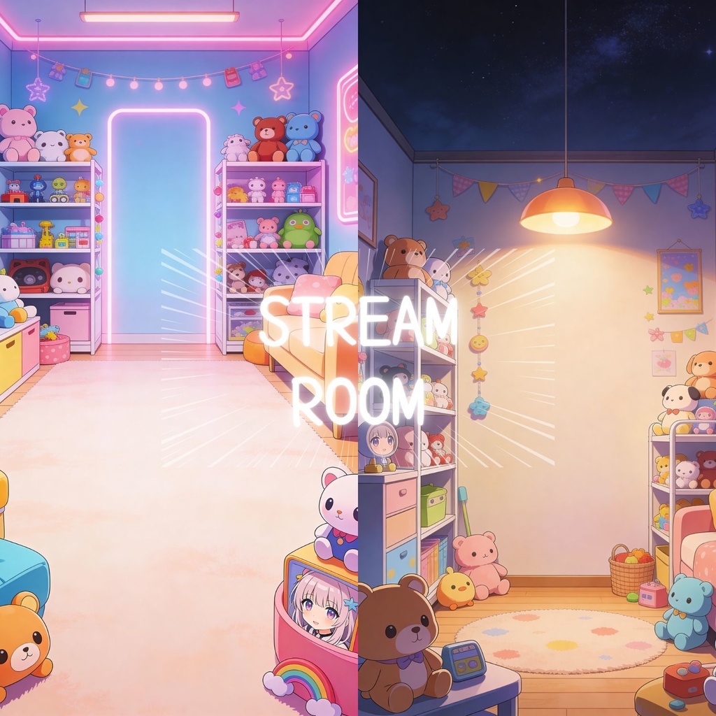 VTuber Vertical Streaming Background Cute Plush Toy Room / 9:16