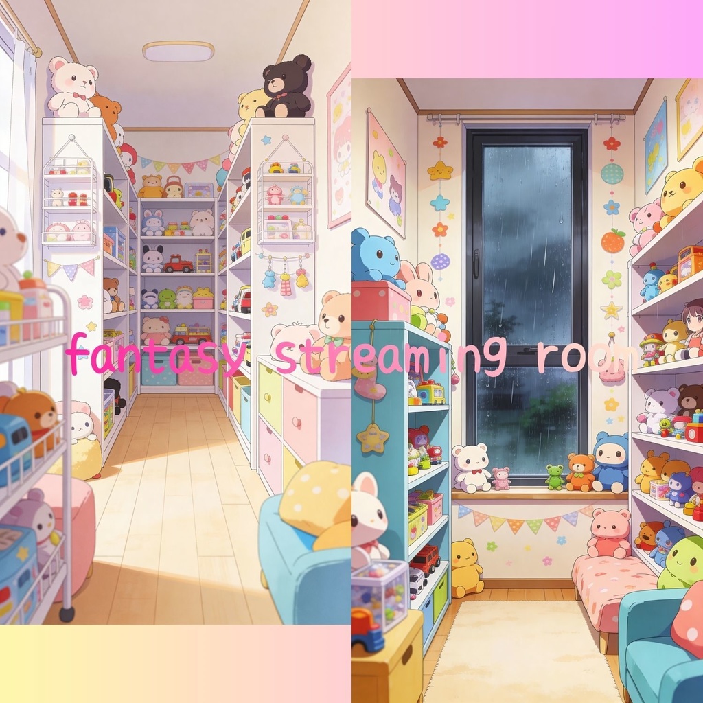VTuber Vertical Streaming Background Cute Plush Toy Room / 9:16
