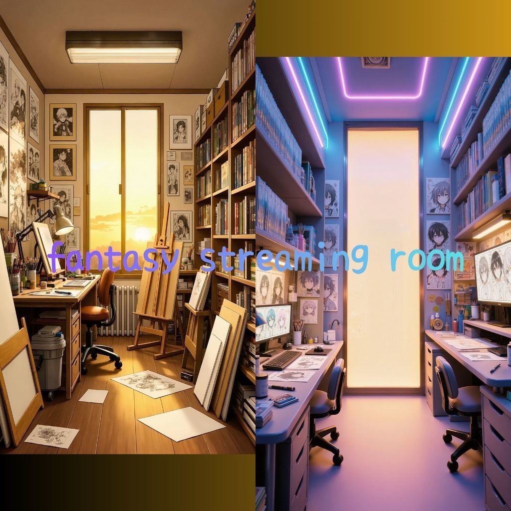 VTuber Vertical Streaming Background Manga Artist Studio / 9:16