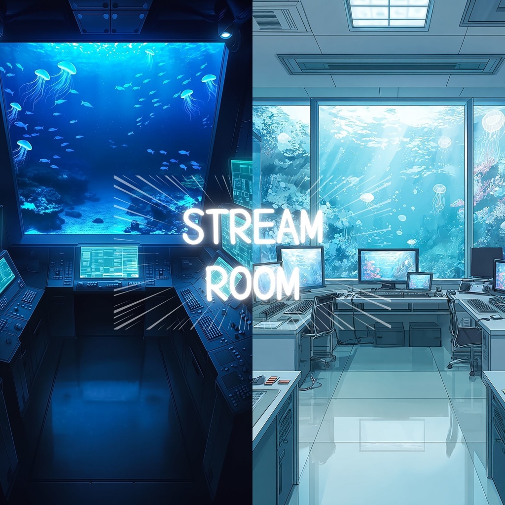 VTuber配信背景|水族館コントロールルーム【縦型9:16 / 雑談・ASMR】