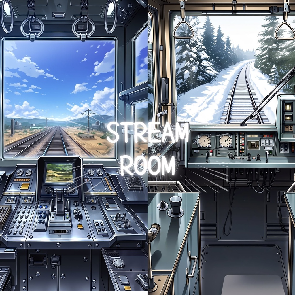 VTuber配信背景|列車運転席ルーム【縦型9:16 / 雑談配信】 博物館