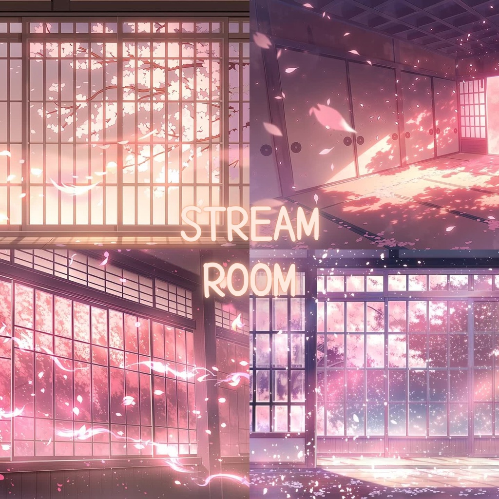 【動くフリー配信背景ループ5本】桜吹雪の花びら舞う部屋 | 春・卒業入学・夜活 VTuber OBS対応