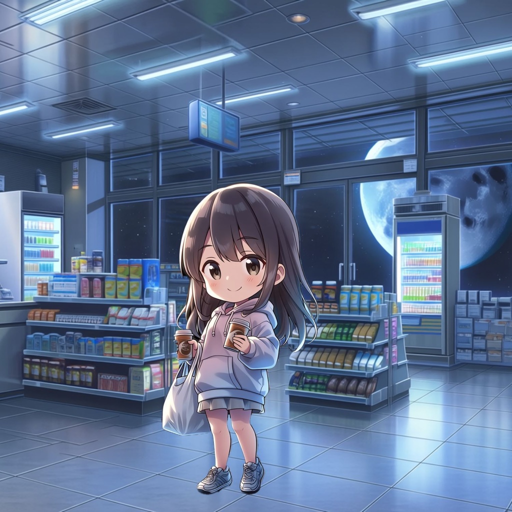 【動くフリー背景】月面コンビニ | MOON CONVENIENCE STORE 02:17AM | VTuber・配信向け背景&ループ動画