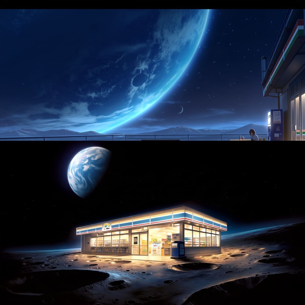 【動くフリー背景】月面コンビニ | MOON CONVENIENCE STORE 02:17AM | VTuber・配信向け背景&ループ動画