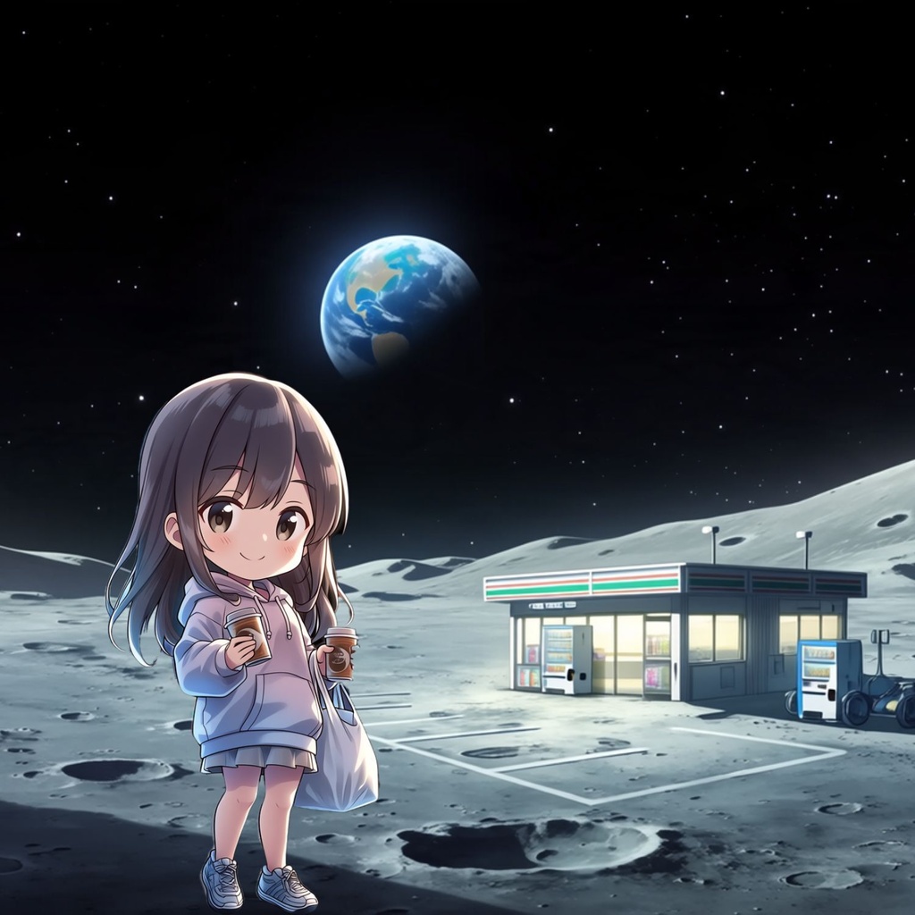 【動くフリー背景】月面コンビニ | MOON CONVENIENCE STORE 02:17AM | VTuber・配信向け背景&ループ動画