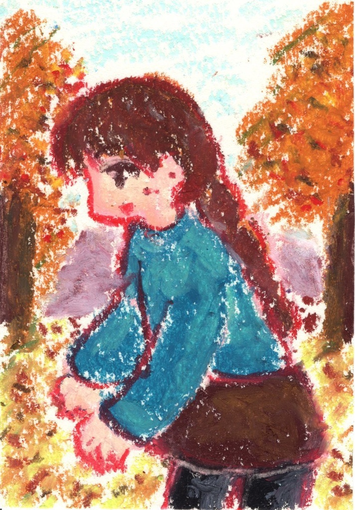 L版サイズ原画  秋拾い