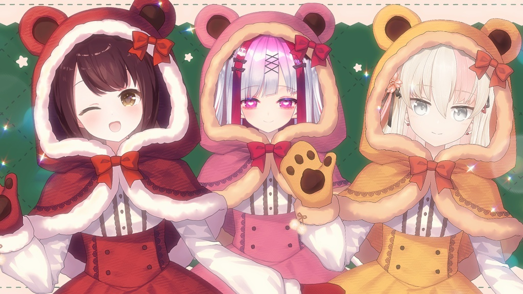 【Vtuber素材】冬のふわもこくまさんコーデ素材【VTuber Assets】