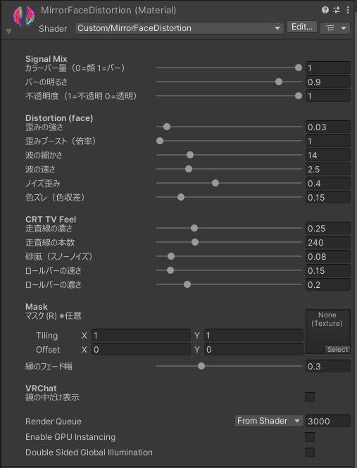 ミラーに写る顔を隠すワールドギミック【VRChat想定】