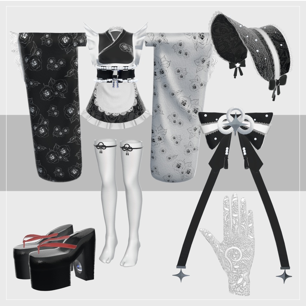 【複数アバター対応】和ゴシックメイド【VRChat】