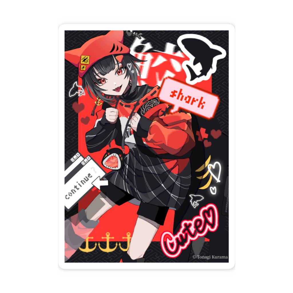 オリキャラ『しゃー子』 スマホステッカー(原宿に出没…!?)