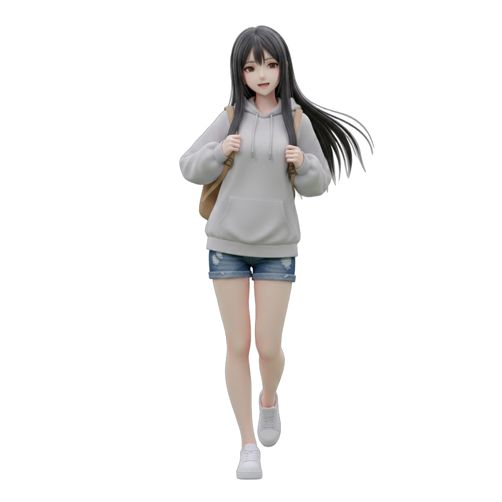 【無料/販売記念】3Dアニメ風女子高生「凛＆美咲」立ち絵・表情・SDお試し6枚セット【Vtuber/ゲーム制作】