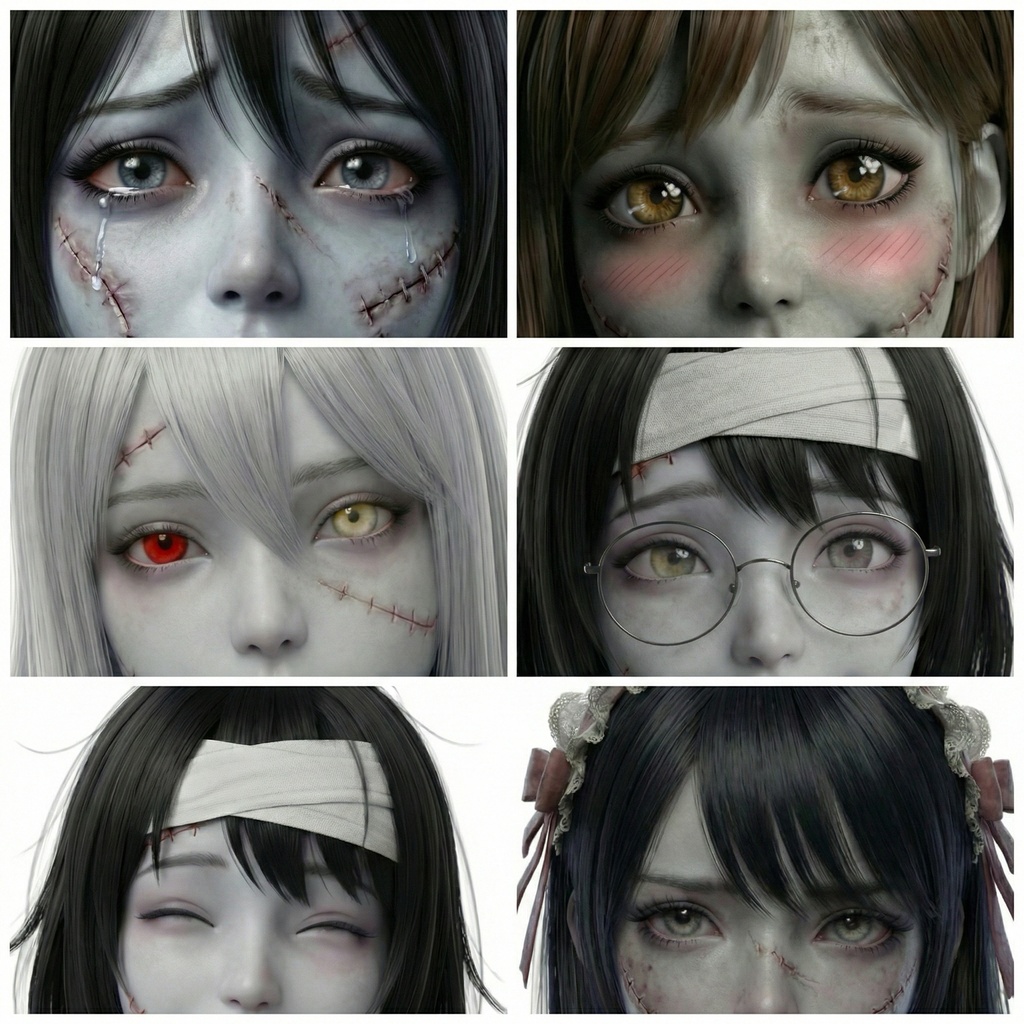 【高画質素材】AI美少女ゾンビ化計画・全6名コンプリートパック【背景透過PNG】