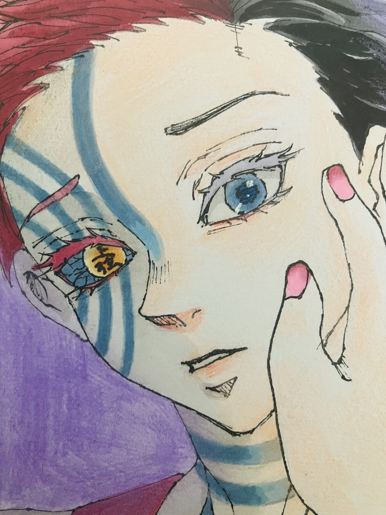 【️一点物】ミニ色紙 手描きイラスト 猗窩座 狛治