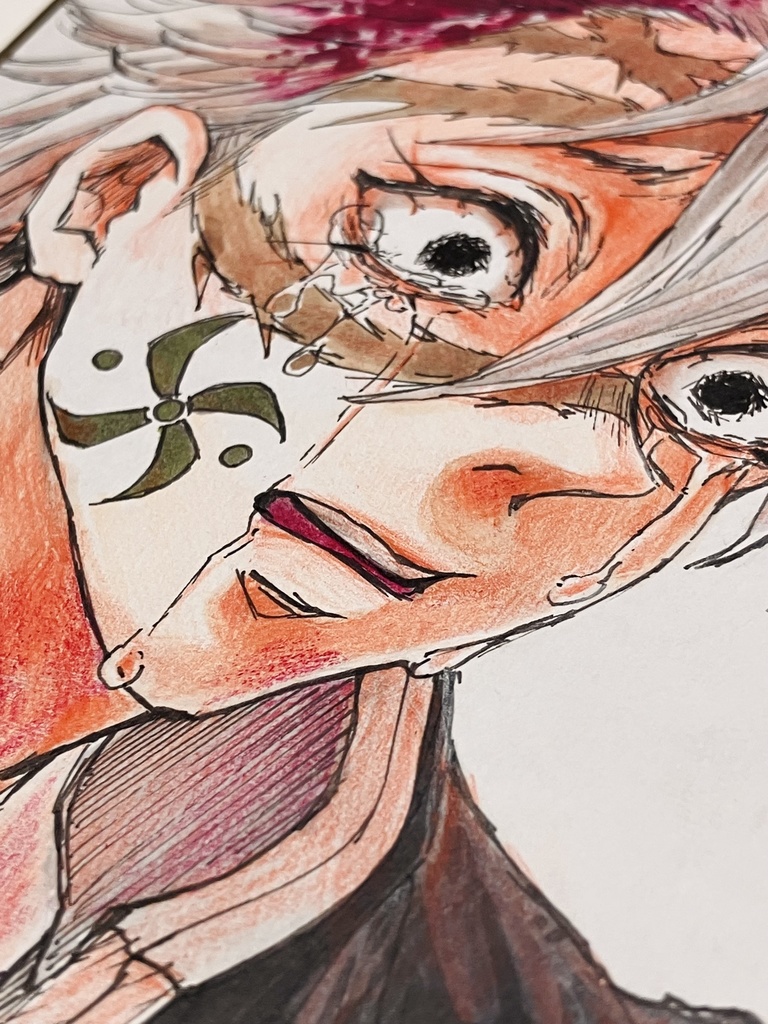 【️一点物】ミニ色紙 手描きイラスト 鬼滅の刃 不死川実弥