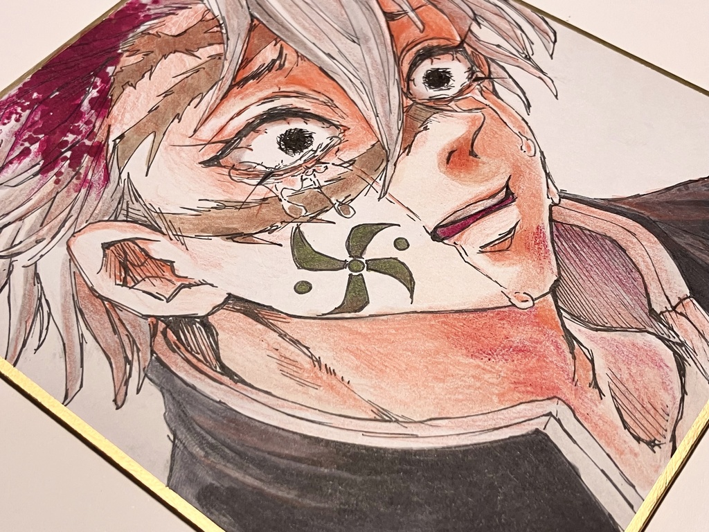 【️一点物】ミニ色紙 手描きイラスト 鬼滅の刃 不死川実弥