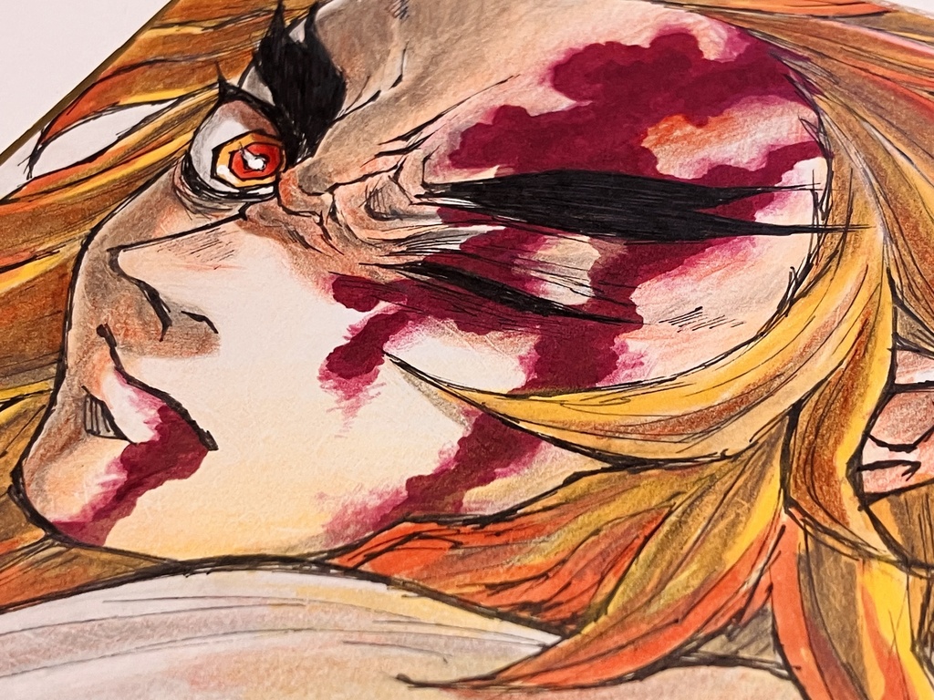 【️一点物】ミニ色紙 手描きイラスト 鬼滅の刃 煉獄杏寿郎