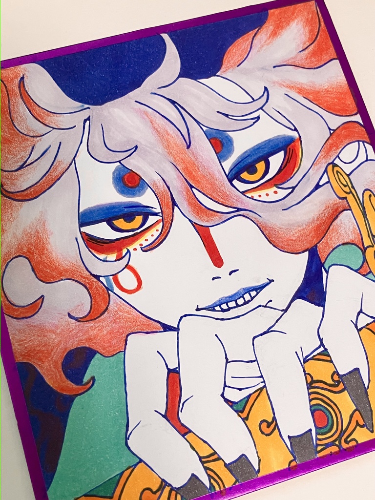 【️一点物】ミニ色紙 手描きイラスト モノノ怪 薬売り