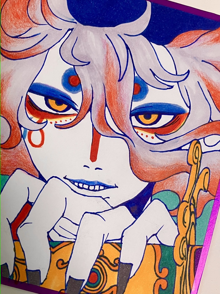 【️一点物】ミニ色紙 手描きイラスト モノノ怪 薬売り