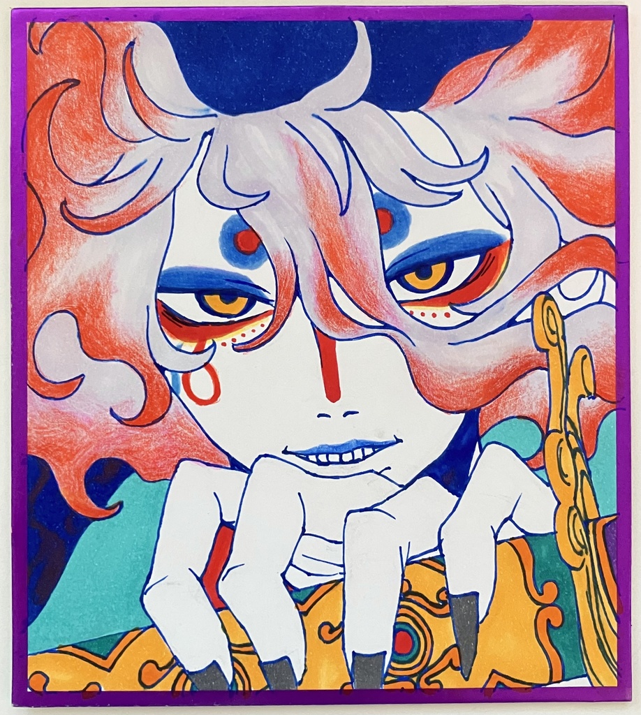 【️一点物】ミニ色紙 手描きイラスト モノノ怪 薬売り