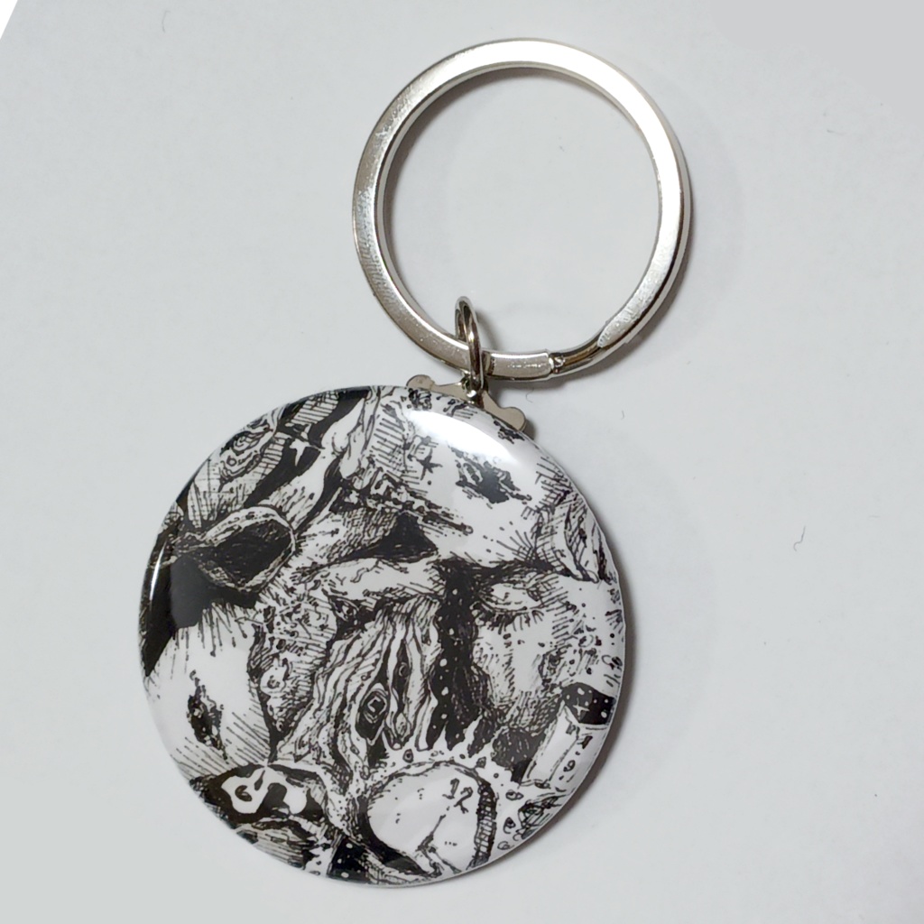 モノクロ缶キーホルダー44×44mm