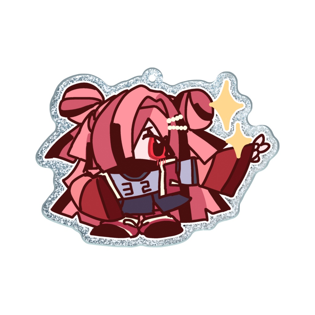 【RED_x3】謡斗ニカ（ストリート）ラメアクリルキーホルダー（70×70mm）