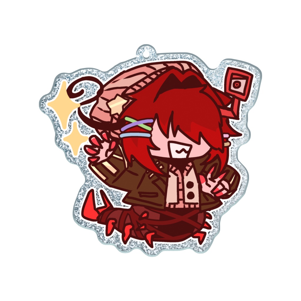 【RED_x3】根腐イオリ（ストリート） ラメアクリルキーホルダー（70×70mm）