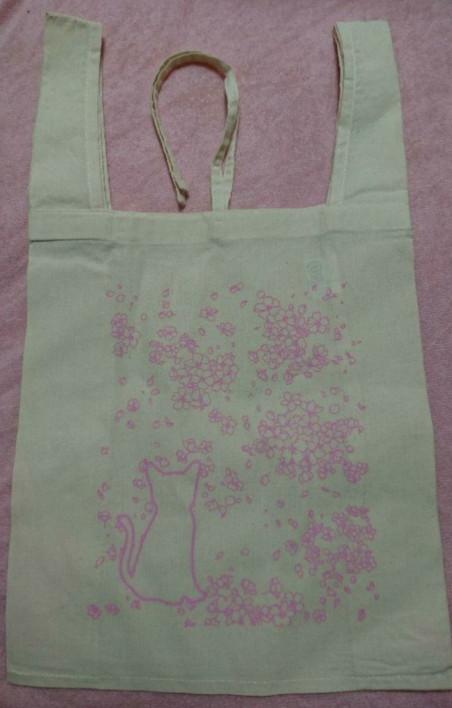桜と猫のエコバッグ