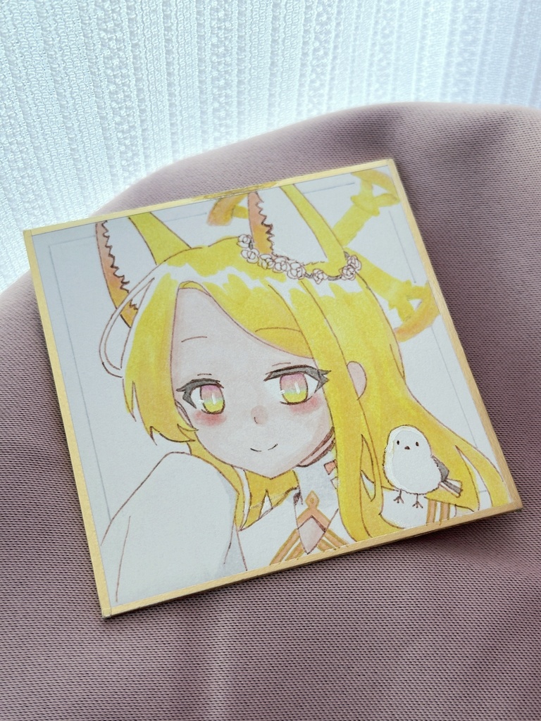手描きイラスト ブルーアーカイブ 百合園セイア ミニ原画 ミニ色紙