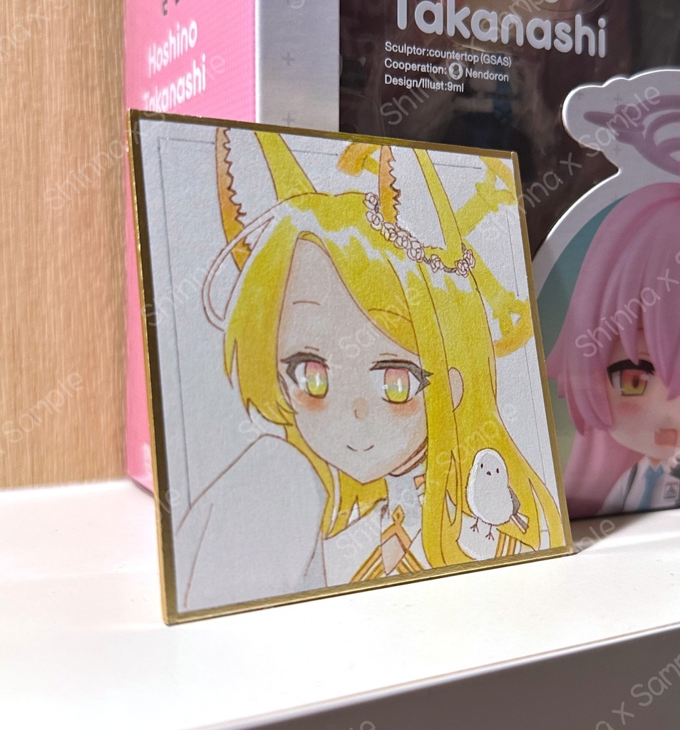 手描きイラスト ブルーアーカイブ 百合園セイア ミニ原画 ミニ色紙