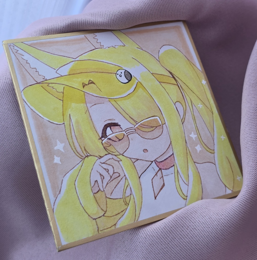 手描きイラスト ブルーアーカイブ 百合園セイア セイヤ 水着 ミニ原画 ミニ色紙