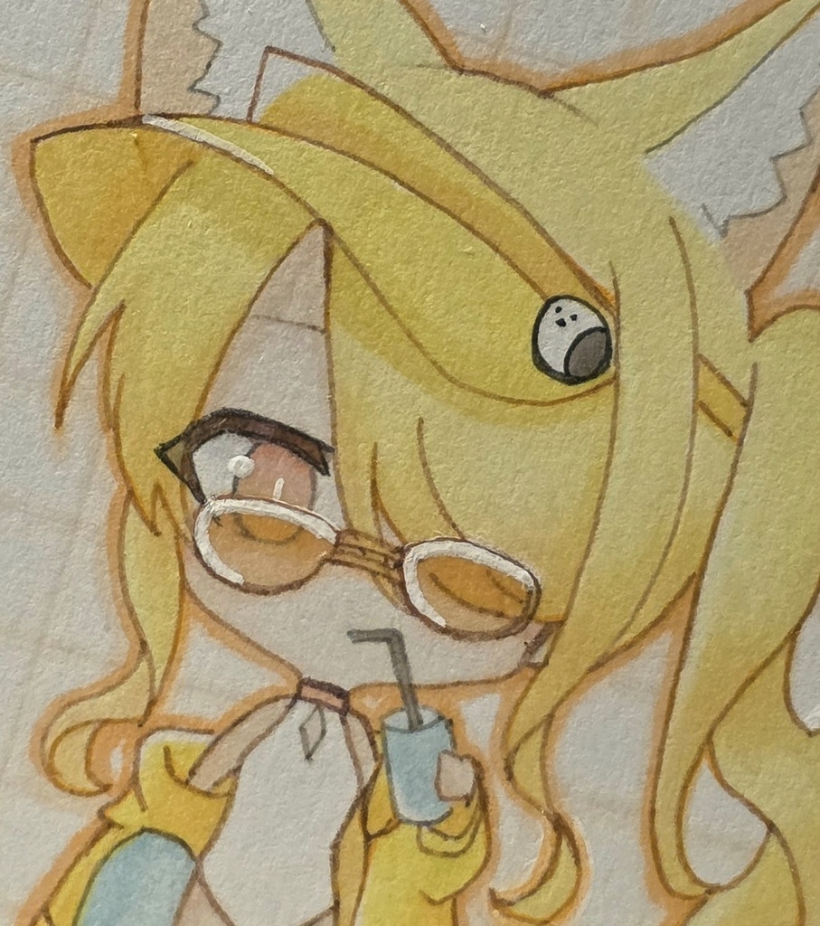 手描きイラスト ◇ ブルーアーカイブ 百合園セイア 水着 ◇ ミニ原画 ファンアート 豆色紙